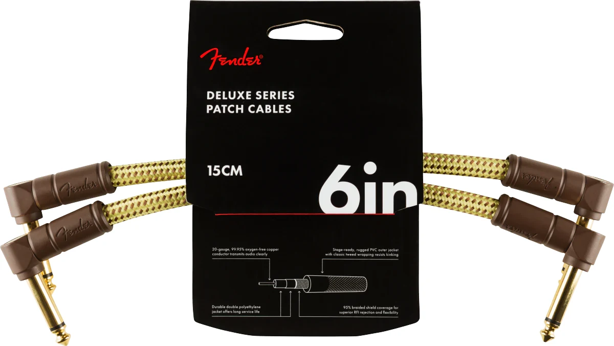Fender Kit de 2 Cables de Parcheo Deluxe Series 15 cm Tweed
