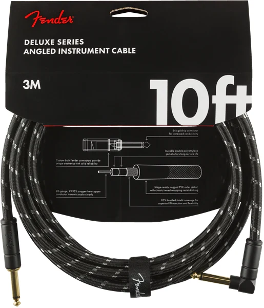 Cable Fender Deluxe para Instrumento 3 mts Tweed Negro