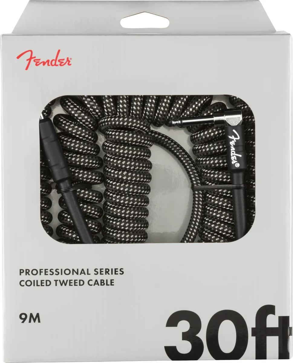 Cable de instrumento espiral Fender Professional Series Tweed gris 9 metros