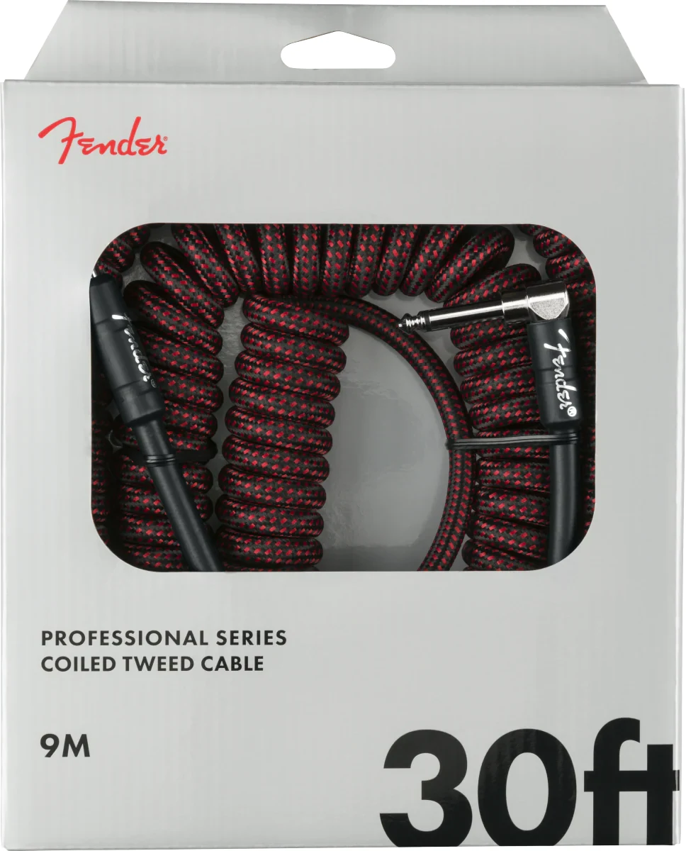 Cable de instrumento espiral Fender Professional Series Tweed Rojo 9 metros