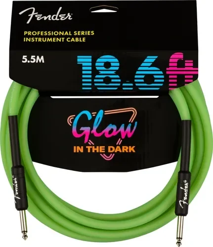Cable de instrumento Fender Glow-in-the-Dark 18.6 ft verde