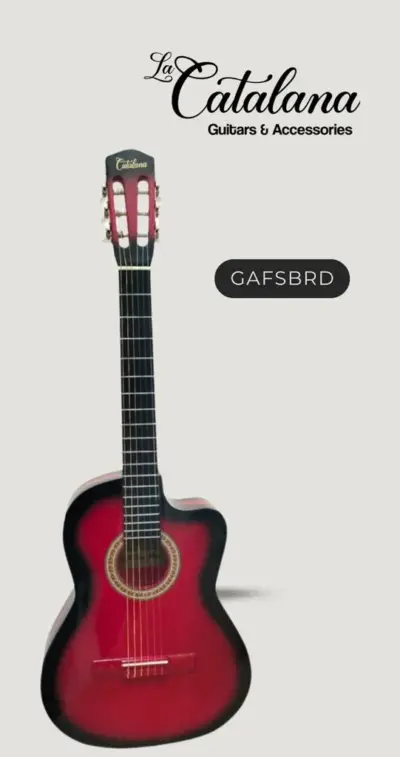 Guitarra Acústica Tipo Flamenca Roja Sombreada La Catalana