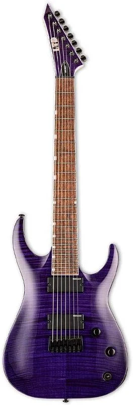 Guitarra eléctrica de 7 cuerdas LTD See Thru Purple firma Brian Head