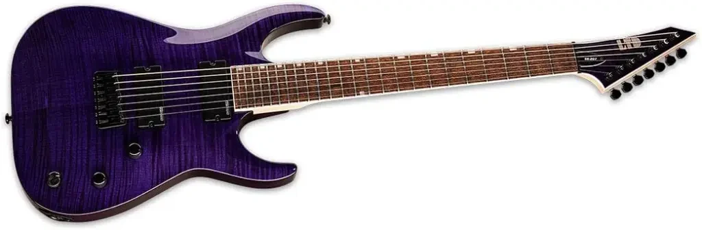 Guitarra eléctrica de 7 cuerdas LTD See Thru Purple firma Brian Head - Imagen 3
