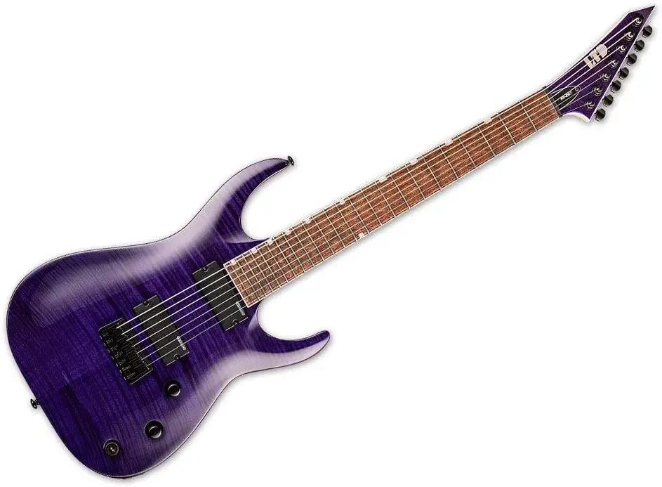 Guitarra eléctrica de 7 cuerdas LTD See Thru Purple firma Brian Head - Imagen 5