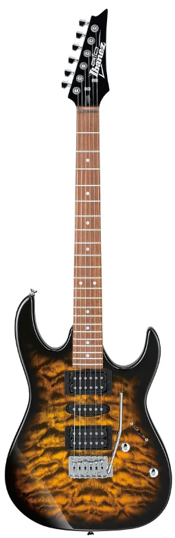 Guitarra eléctrica Ibanez GRX70QA-SB color ámbar sombreado transparente