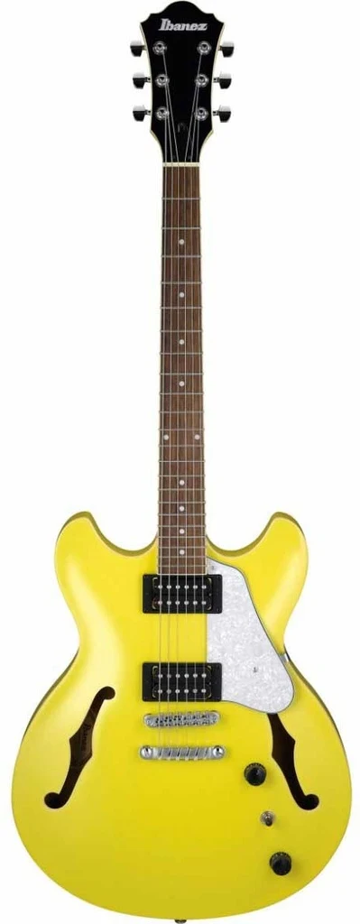 Guitarra eléctrica semi-hollow Ibanez AS63-LMY color amarillo