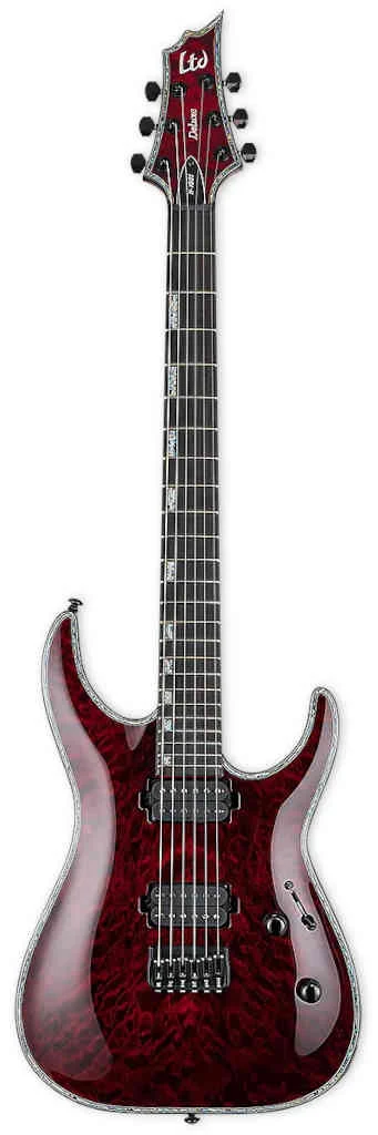 Guitarra eléctrica H-1001 con tapa de arce acolchado en negro cereza