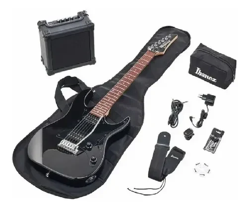 Guitarra eléctrica Ibanez IJRX20N-BKN negra kit Jumpstart con accesorios - Imagen 2