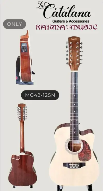 Guitarra Electroacústica Doceava de 12 Cuerdas Color Natural