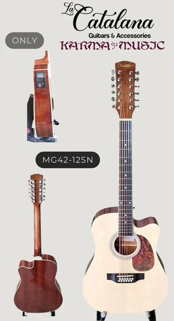 Guitarra Electroacústica Doceava de 12 Cuerdas Color Natural