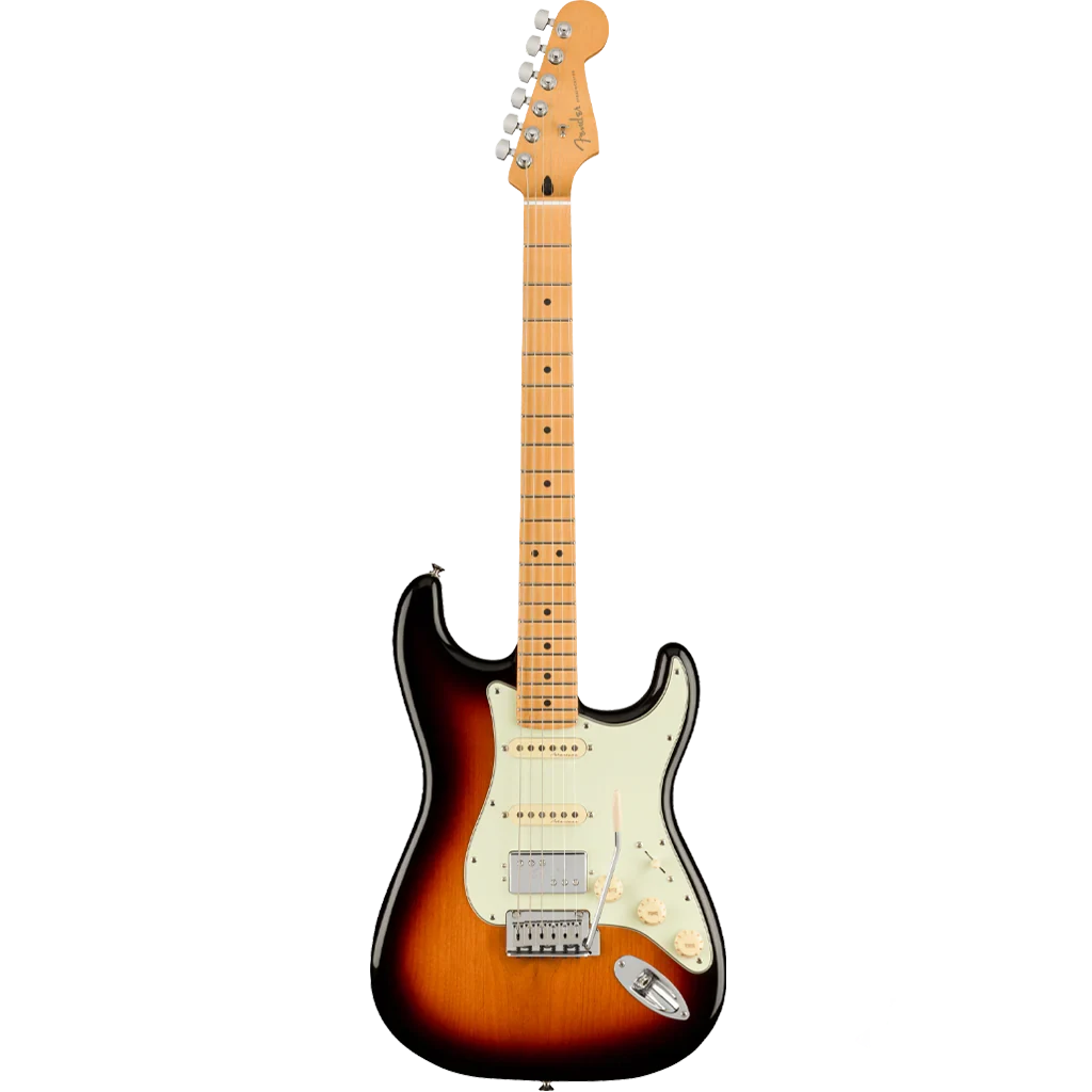 Guitarra Fender Player Plus Stratocaster HSS, diapasón de arce, Sunburst de 3 colores