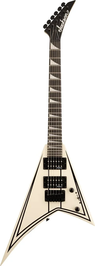 Guitarra Jackson RR Minion JS1XM Blanco Nieve con Líneas Negras Decorativas