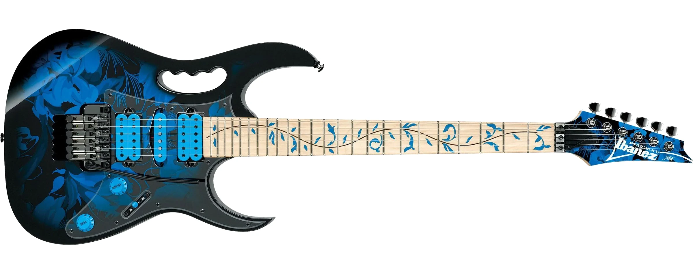 Guitarra Eléctrica Ibanez JEM77P BFP Steve Vai Premium Floral Azul