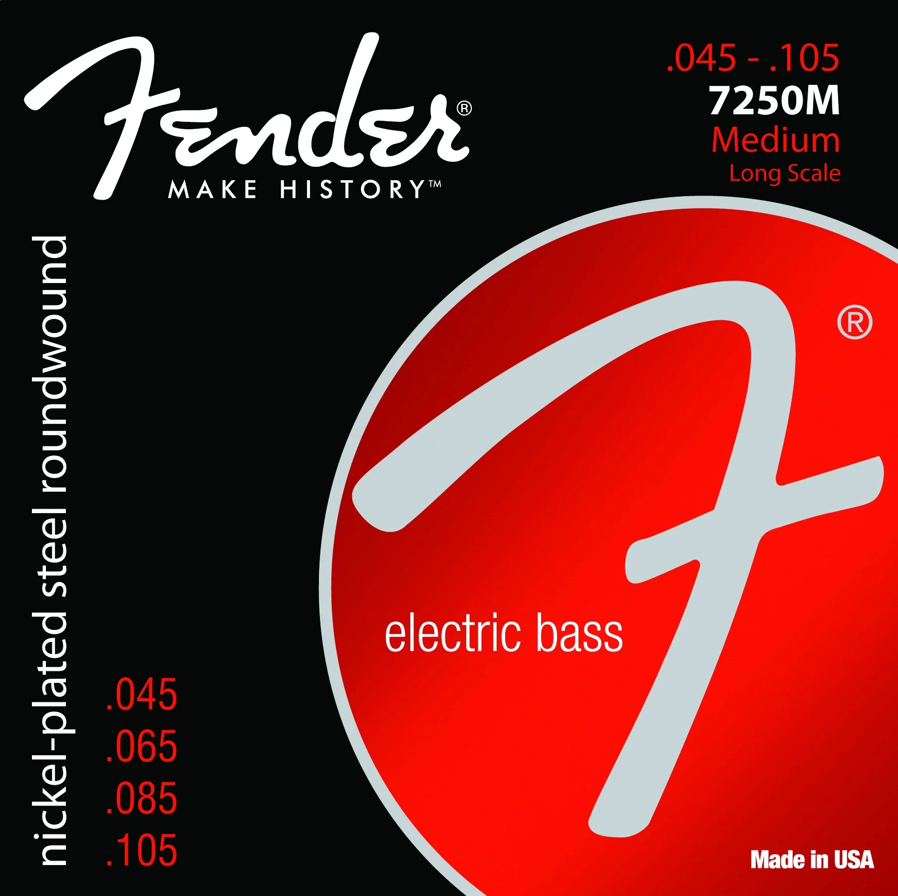 Juego de Cuerdas para Bajo Eléctrico Fender 45-105 Serie 7250M