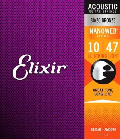 Juego de 12 Cuerdas de Bronce 80/20 Nanoweb para Guitarra Acústica