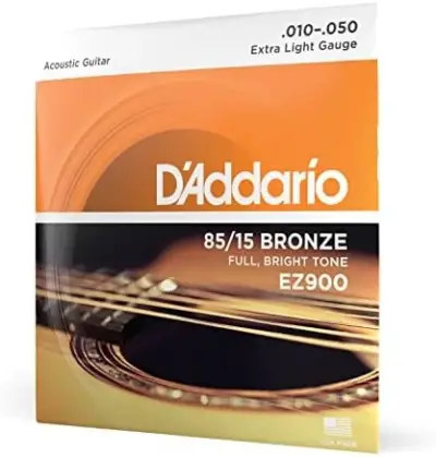 Juego de 6 Cuerdas de Acero con Entorchado en Bronce Extra Ligth D'Addario EZ900