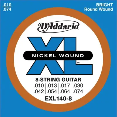 Juego de 8 Cuerdas para Guitarra Eléctrica D'Addario EXL140-8