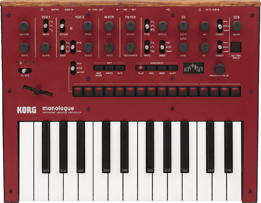 Korg Monologue RD - Sintetizador analógico monofónico, edición roja