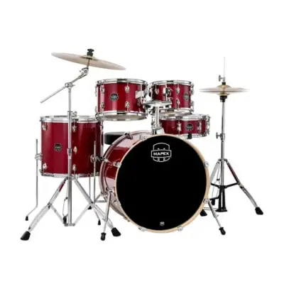 Batería acústica Mapex Venus de 5 piezas en acabado rojo brillante