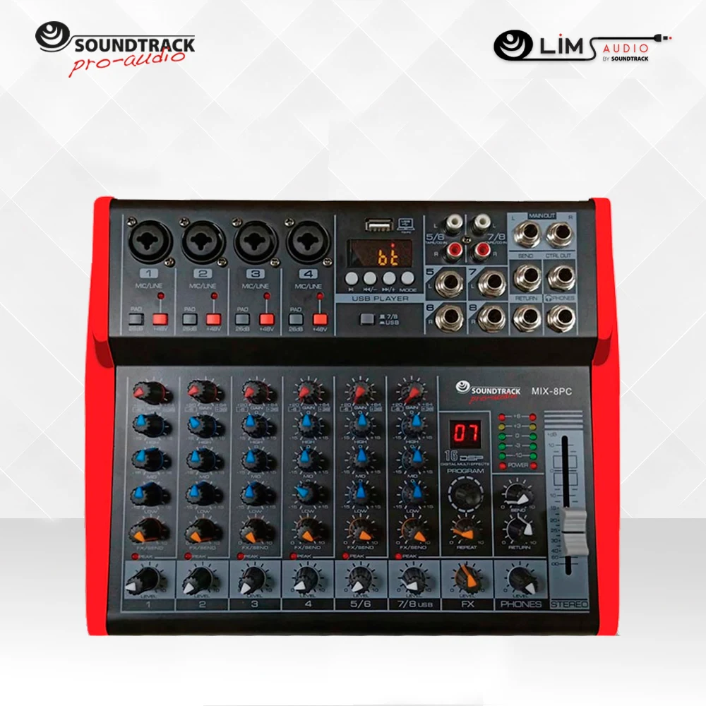 Mezcladora Amplificada Soundtrack MIX-8PC de 8 Canales