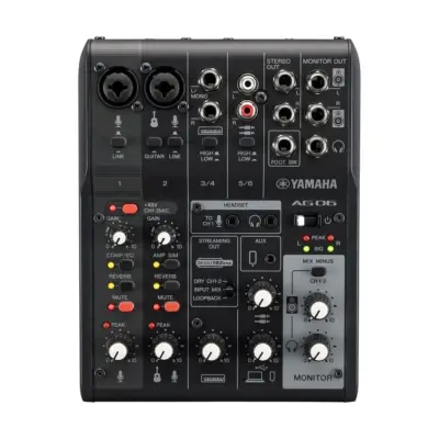 Mezcladora Análoga de 6 Canales para Streaming Yamaha AG06MK2B