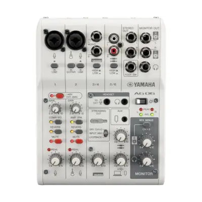 Mezcladora Análoga de 6 Canales para Streaming Yamaha AG06MK2W
