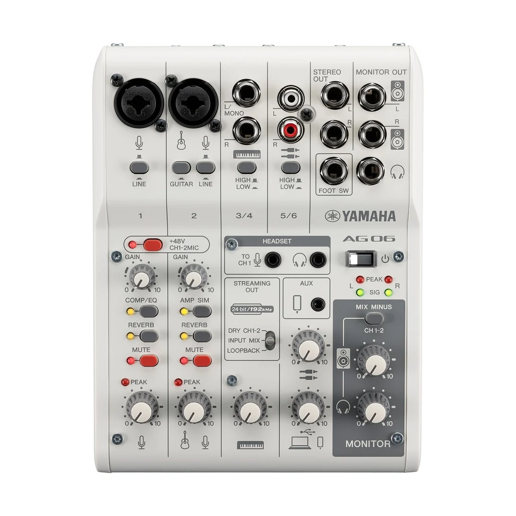 Mezcladora Análoga de 6 Canales para Streaming Yamaha AG06MK2W