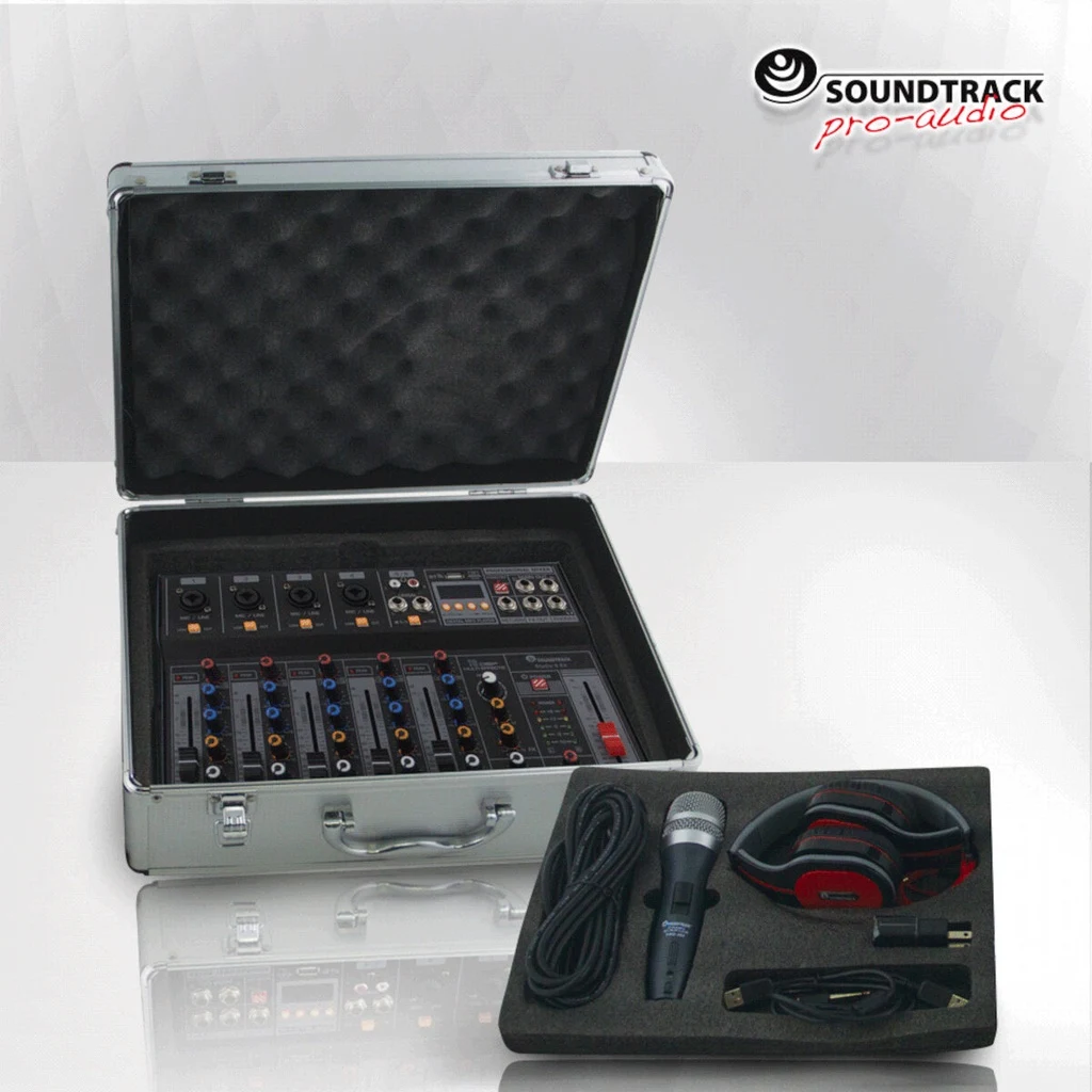 Mezcladora Analógica Soundtrack de 6 Canales con Audífonos y Maletín Studio 6 Kit