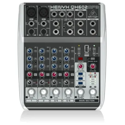 Mezcladora Behringer Análoga de 6 Canales QX602MP3