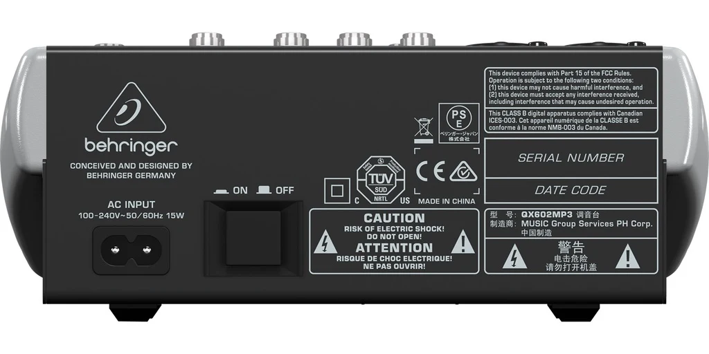 Mezcladora Behringer Análoga de 6 Canales QX602MP3 - Imagen 3