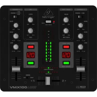 Mezcladora Behringer para DJ de 2 Canales USB VMX100USB