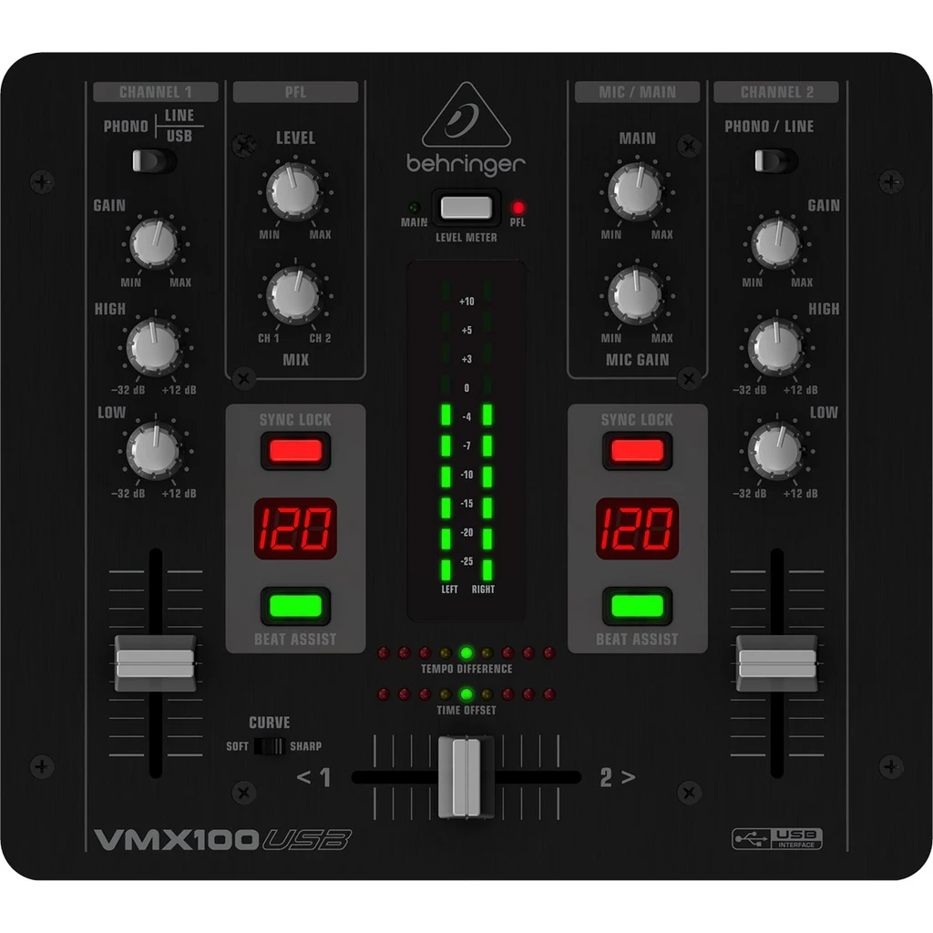 Mezcladora Behringer para DJ de 2 Canales USB VMX100USB