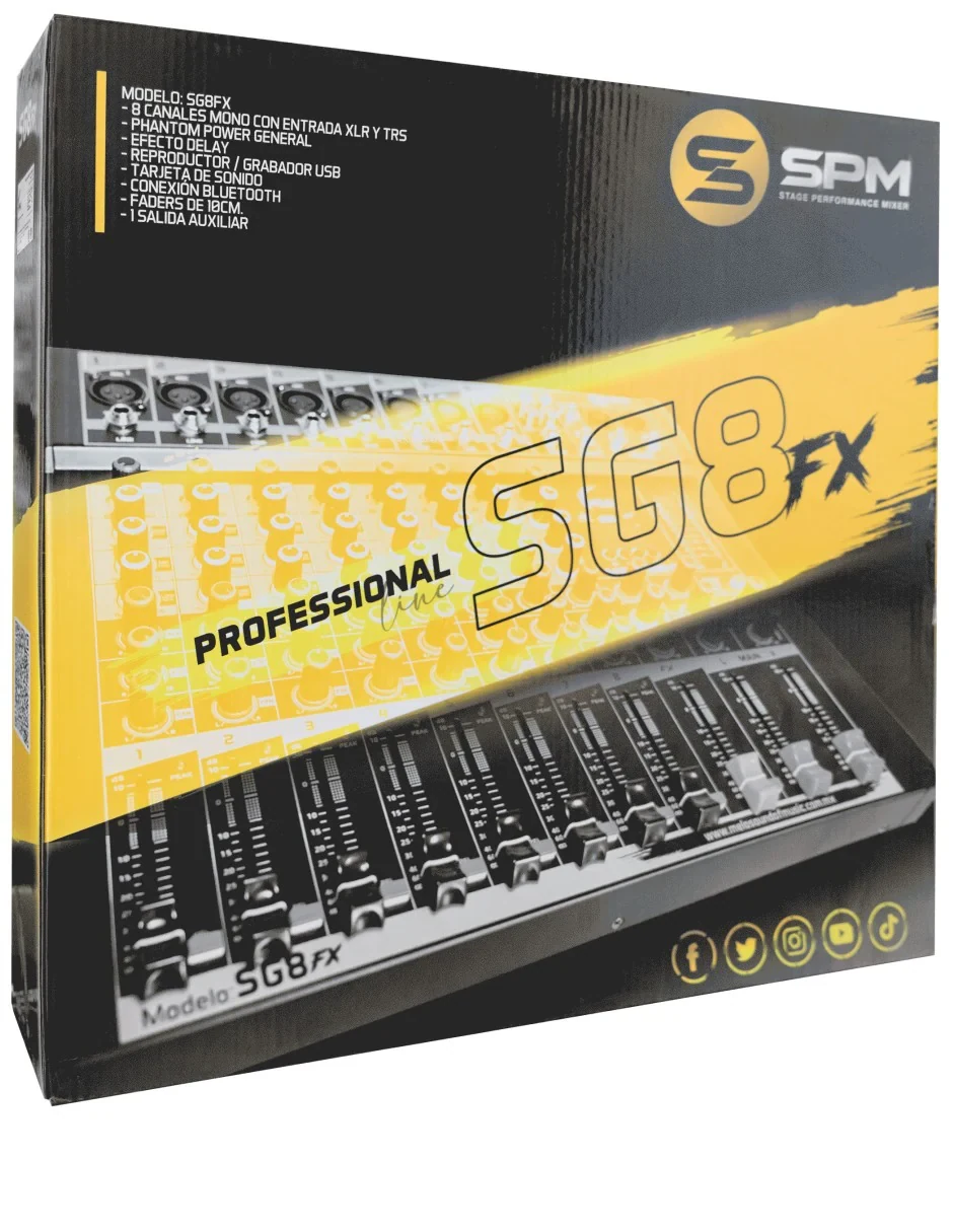 Mezcladora Melo SG8FX de 8 canales mono con conexión Bluetooth - Imagen 2