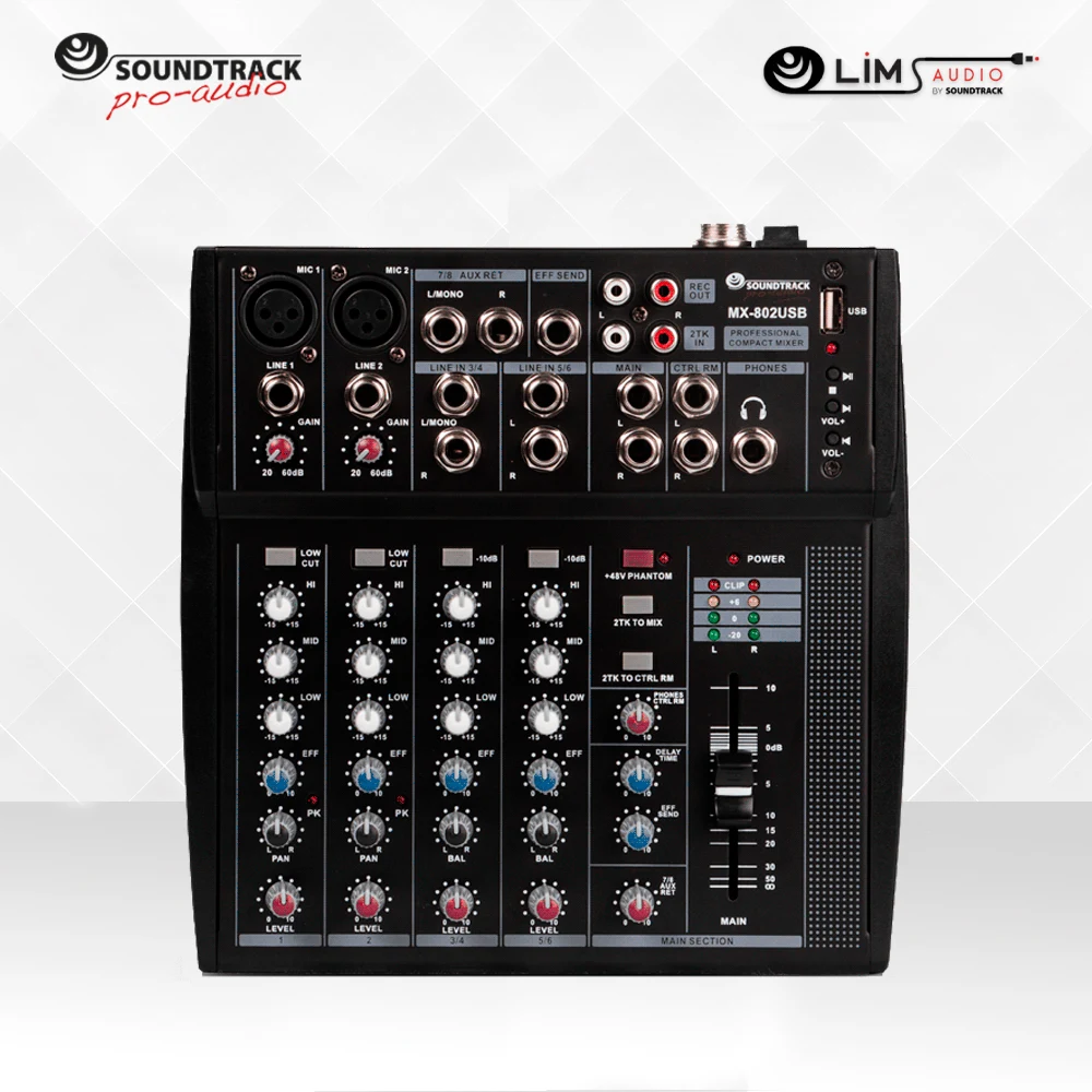 Mezcladora Soundtrack de 8 Canales con Puerto USB MX802USB