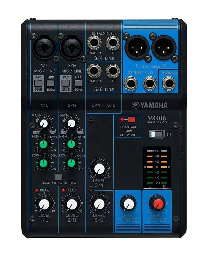 Mezcladora analógica Yamaha de 6 canales