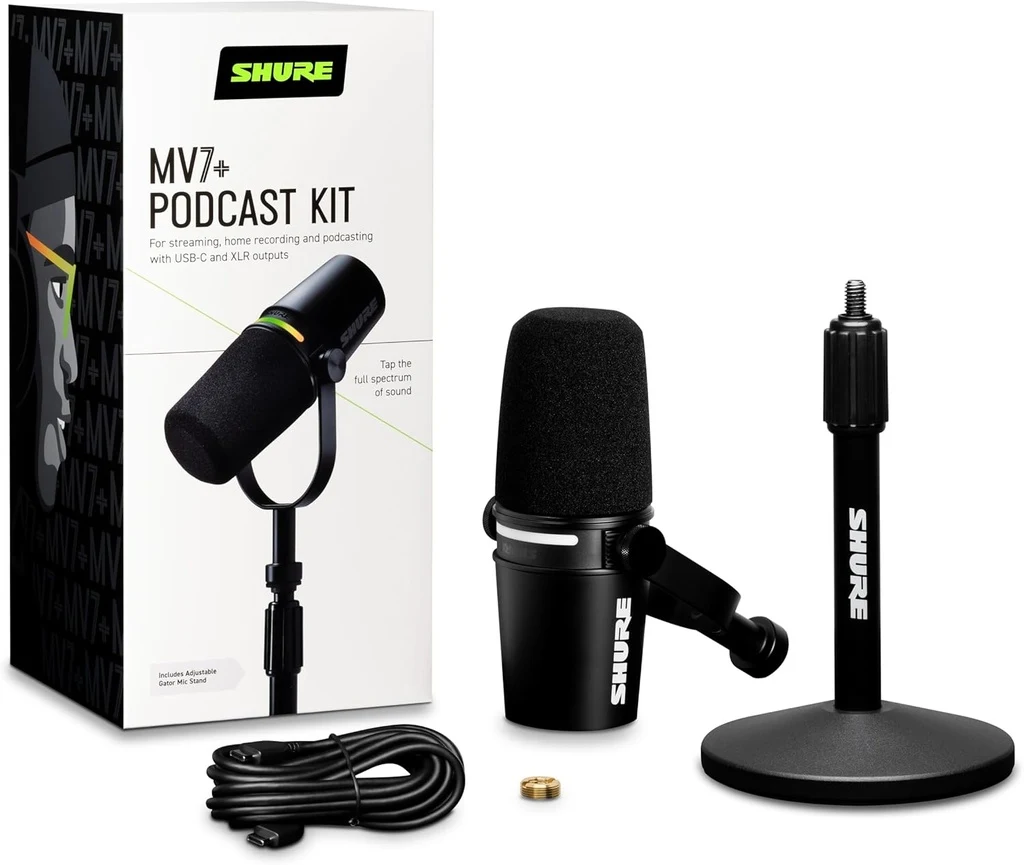 Micrófono dinámico híbrido Shure MV7+ con accesorios - Imagen 4