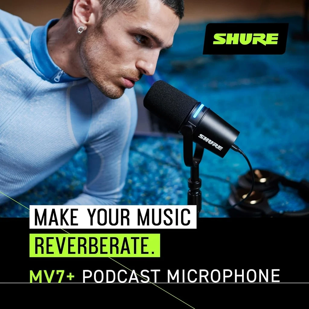 Micrófono dinámico híbrido Shure MV7+ con accesorios - Imagen 7