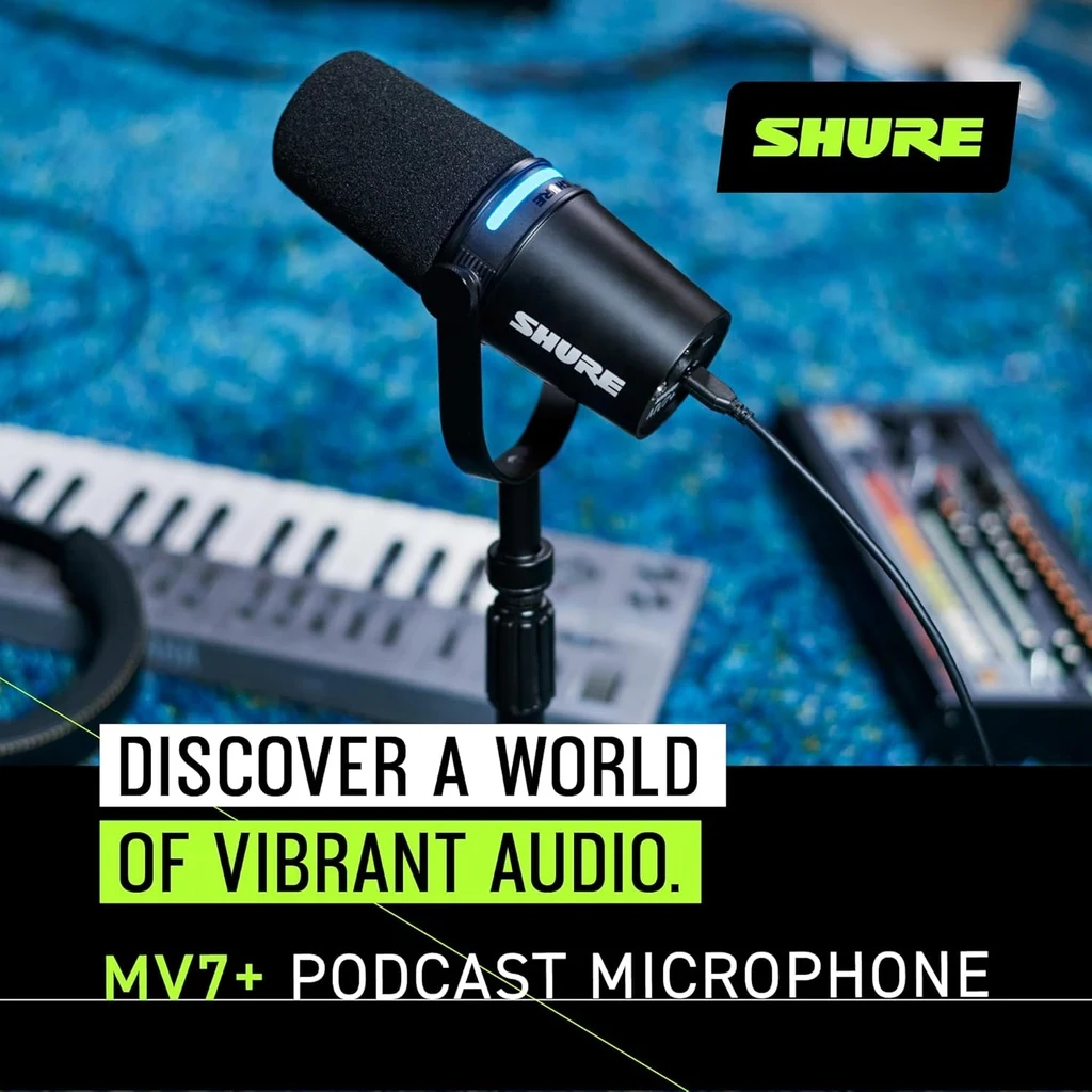 Micrófono dinámico híbrido Shure MV7+ con accesorios - Imagen 8