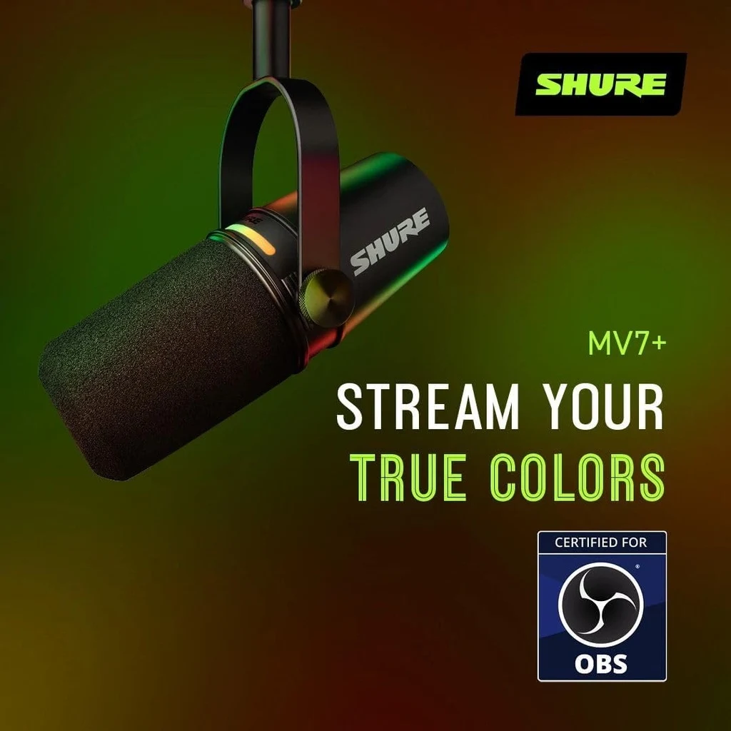 Micrófono dinámico híbrido Shure MV7+ con accesorios - Imagen 9