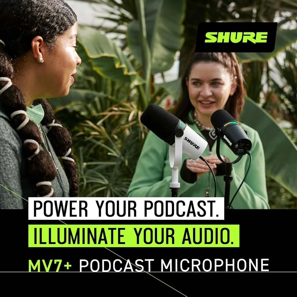 Micrófono dinámico híbrido Shure MV7+ en color blanco - Imagen 7