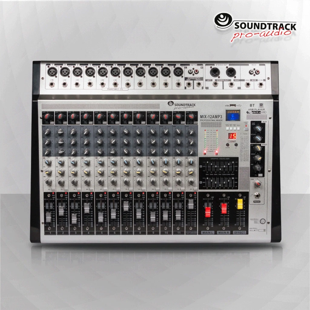 Mezcladora Amplificada de 12 Canales MIX-12AMP3