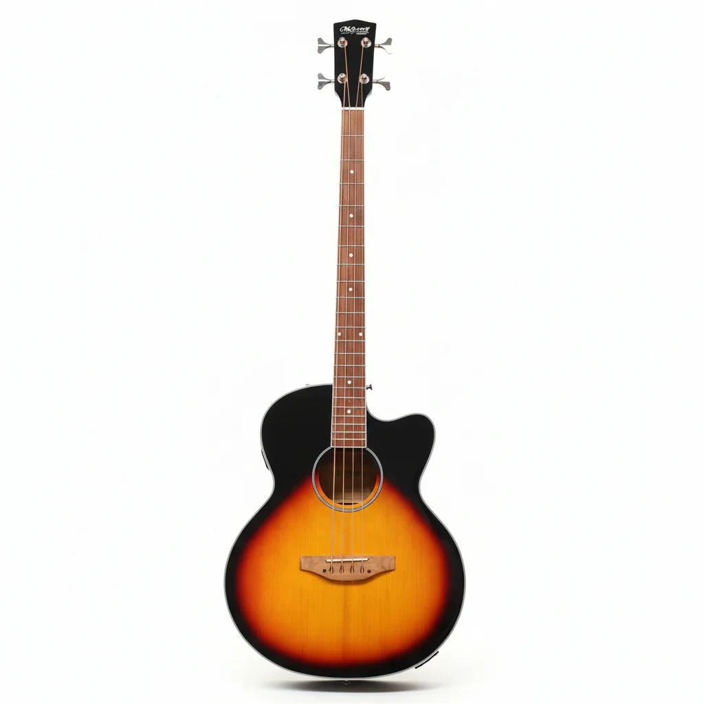 MUSICARTNEY Bajo Electroacústico Sun Burst Alto Brillo Estilo Super Jumbo
