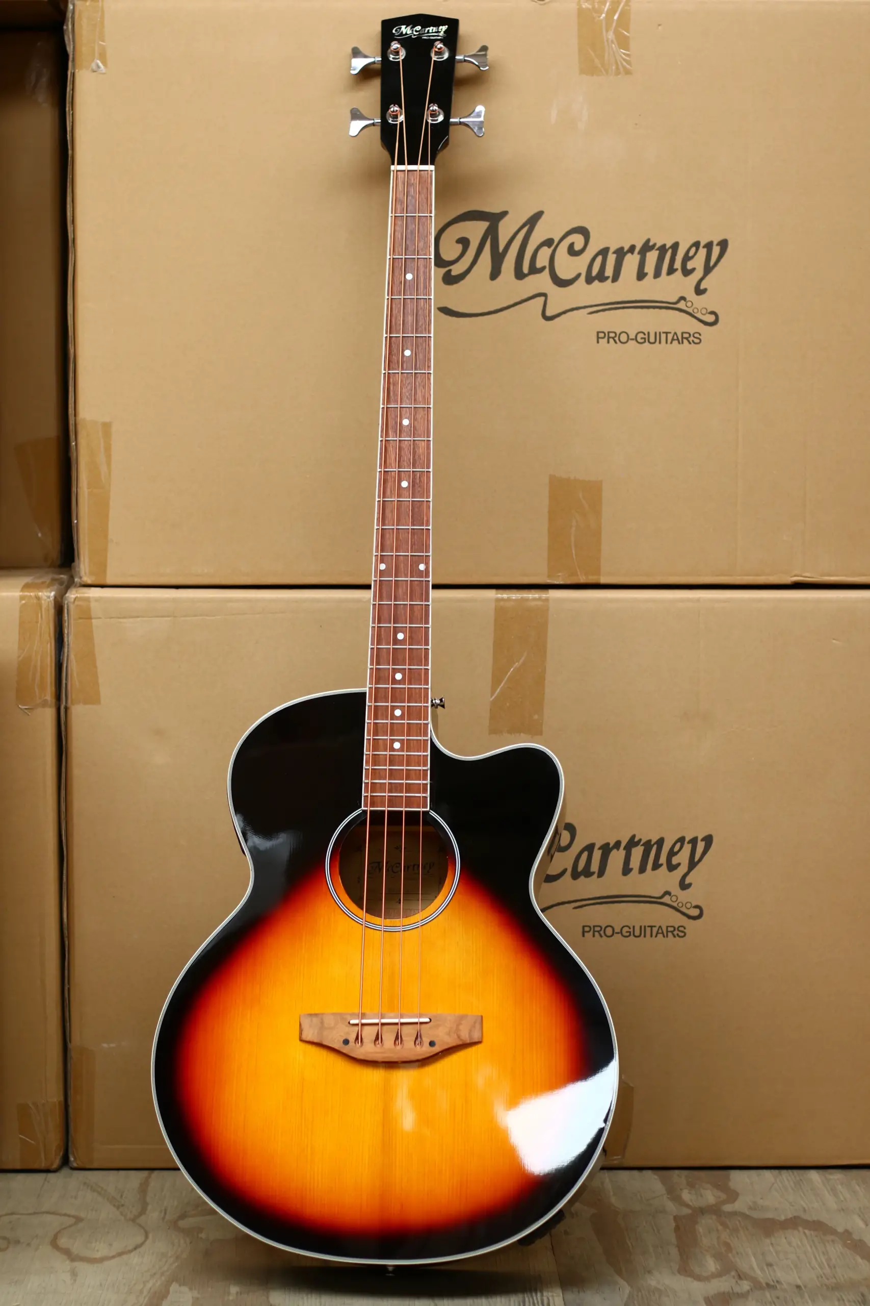 MUSICARTNEY Bajo Electroacústico Sun Burst Alto Brillo Estilo Super Jumbo - Imagen 3