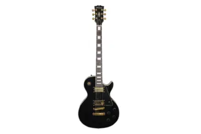 MUSICARTNEY Guitarra Eléctrica E-LP Custom Maquinaria Dorado Color Negro