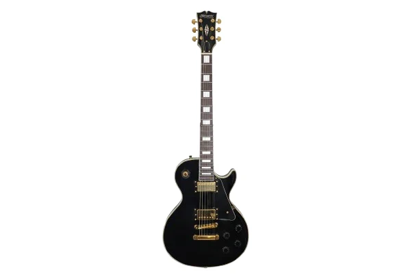 MUSICARTNEY Guitarra Eléctrica E-LP Custom Maquinaria Dorado Color Negro