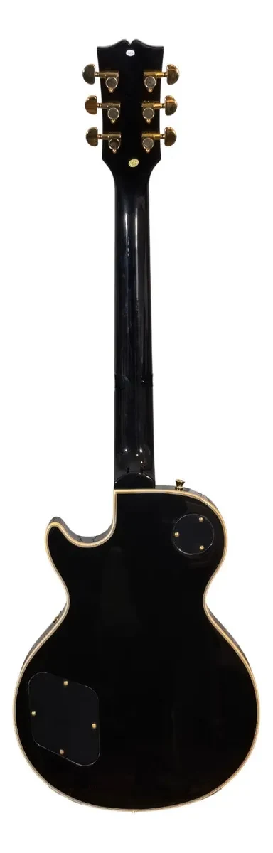 MUSICARTNEY Guitarra Eléctrica E-LP Custom Maquinaria Dorado Color Negro - Imagen 3