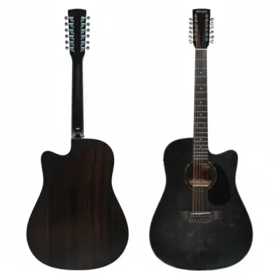 MUSICARTNEY Guitarra Electroacústica de 12 Cuerdas Color Negro