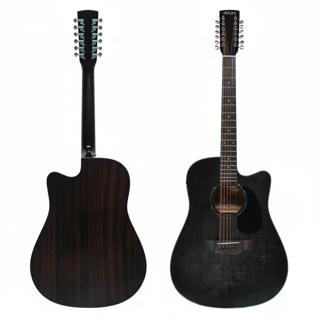 MUSICARTNEY Guitarra Electroacústica de 12 Cuerdas Color Negro