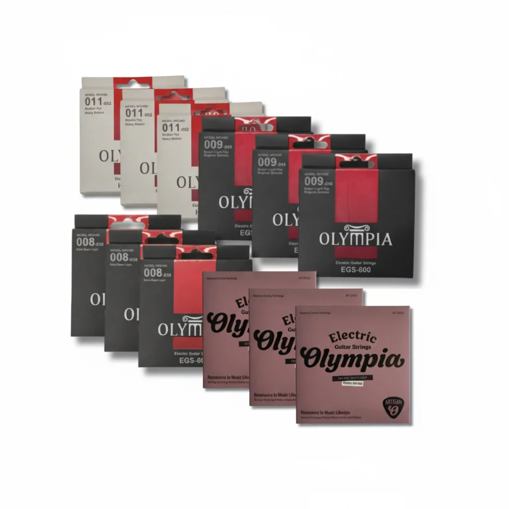 Caja de Cuerdas para Guitarra Eléctrica Olympia - 4 Modelos en Distintos Calibres